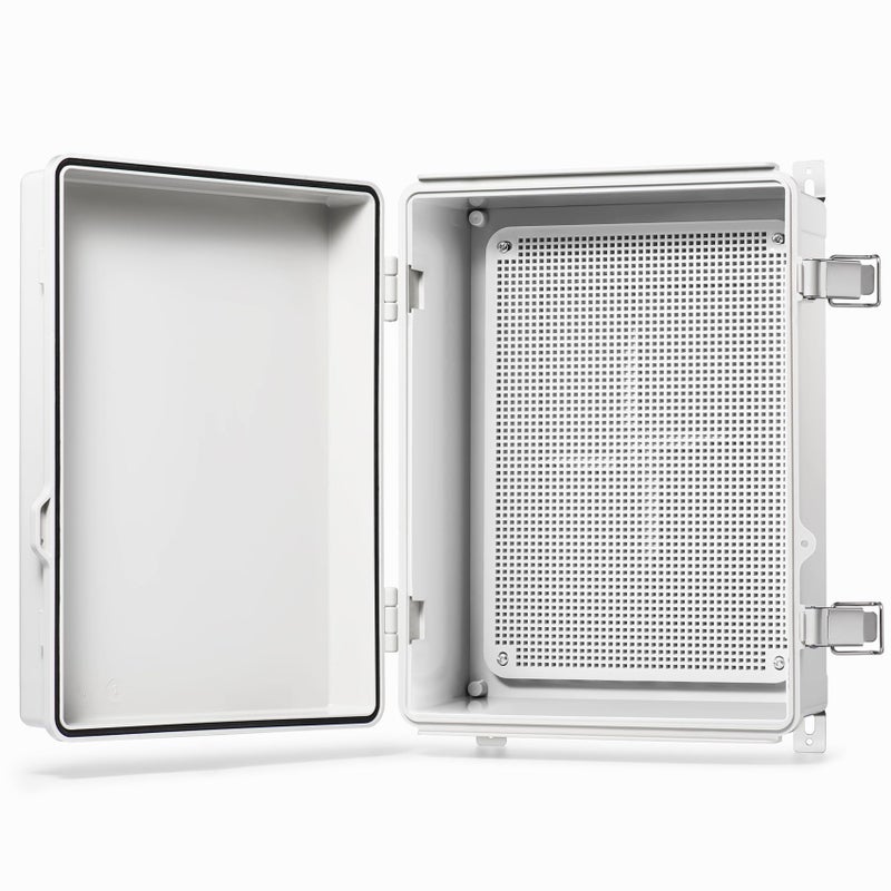 QILIPSU Outdoor Electrical Box, 14.6"x10.6"x5.9" Waterproof Junction Box IP67 Plastic Enclosure Grey ABS Weatherproof for Projects WiFi Lighting Pump Control - Image 1